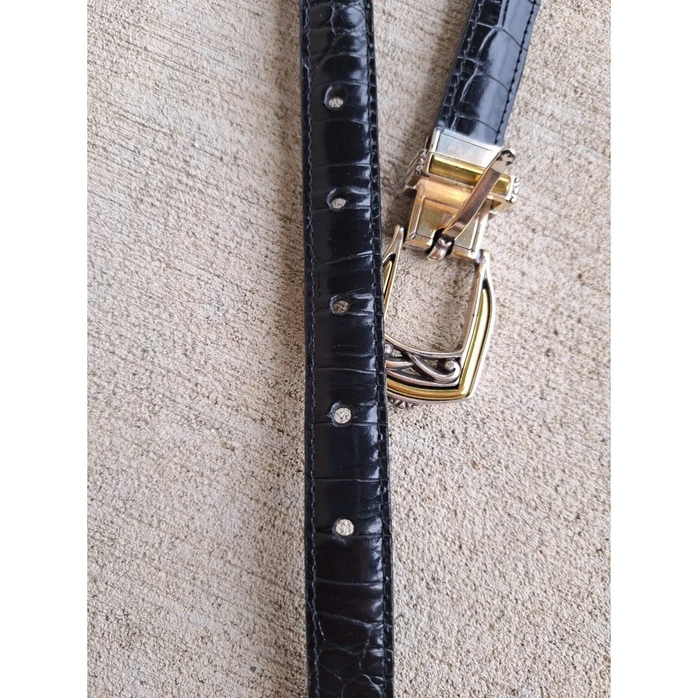 Brighton Women's Brown Belt Gold/ Silver Tone Buckle Decorative Parts L 36
